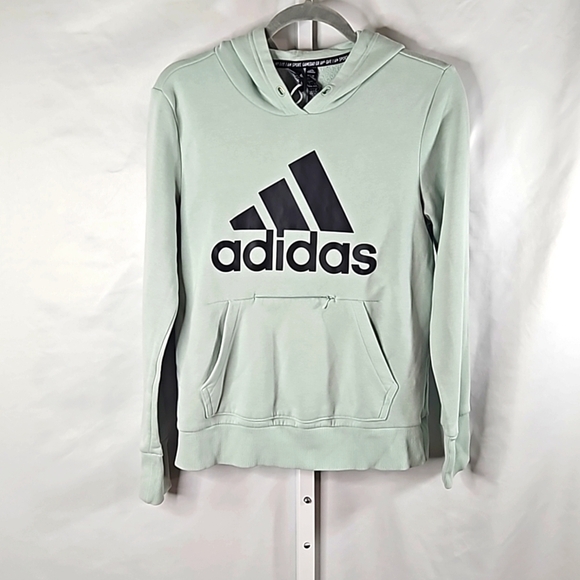 ADIDAS Women's Badge of Sport Overhead Fleece Hoodie Green Size S - Picture 3 of 7